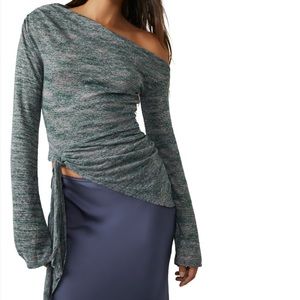 NWT! Free People Golden Hour One-Shoulder Top Incense Green XL